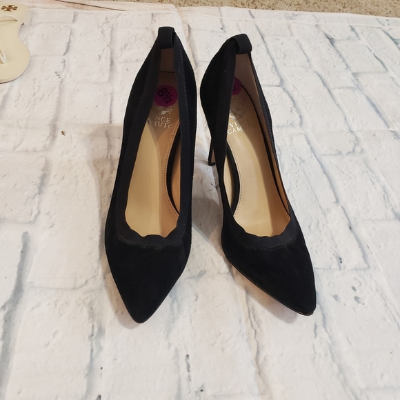 Vince Camuto Black Suede Heels - Picture 1 of 8